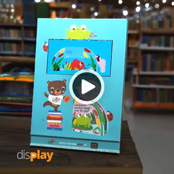 A4 plexiglas display met verwisselbare print en videoscherm
